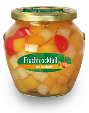 Frucht Coctail von Elbak im Gals mit Weißwein